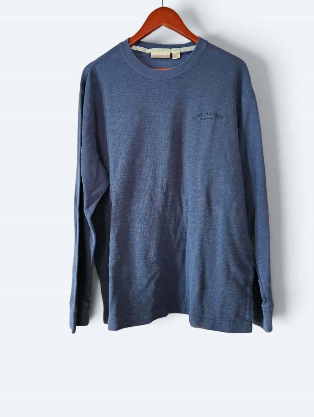 Scotch & Soda Amsterdam Organic Cotton Waffle Knit Crew Neck Thermal Shirt XL